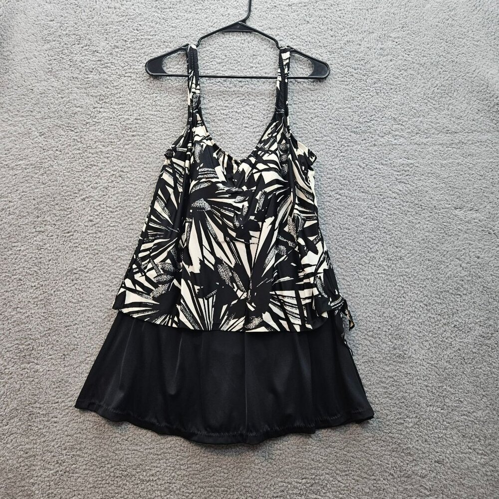 Maxine Of Hollywood Womens Swimdress Size 18 Black White Abstract